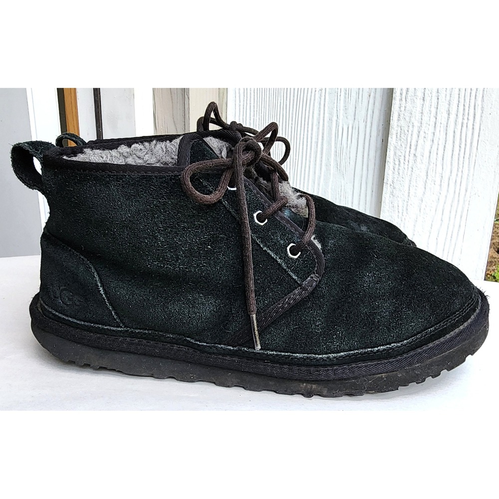 UGG Sz 11 Black Suede Neumel Chukka Boots Classic Lace Up Ankle Cozy WarmBoot
